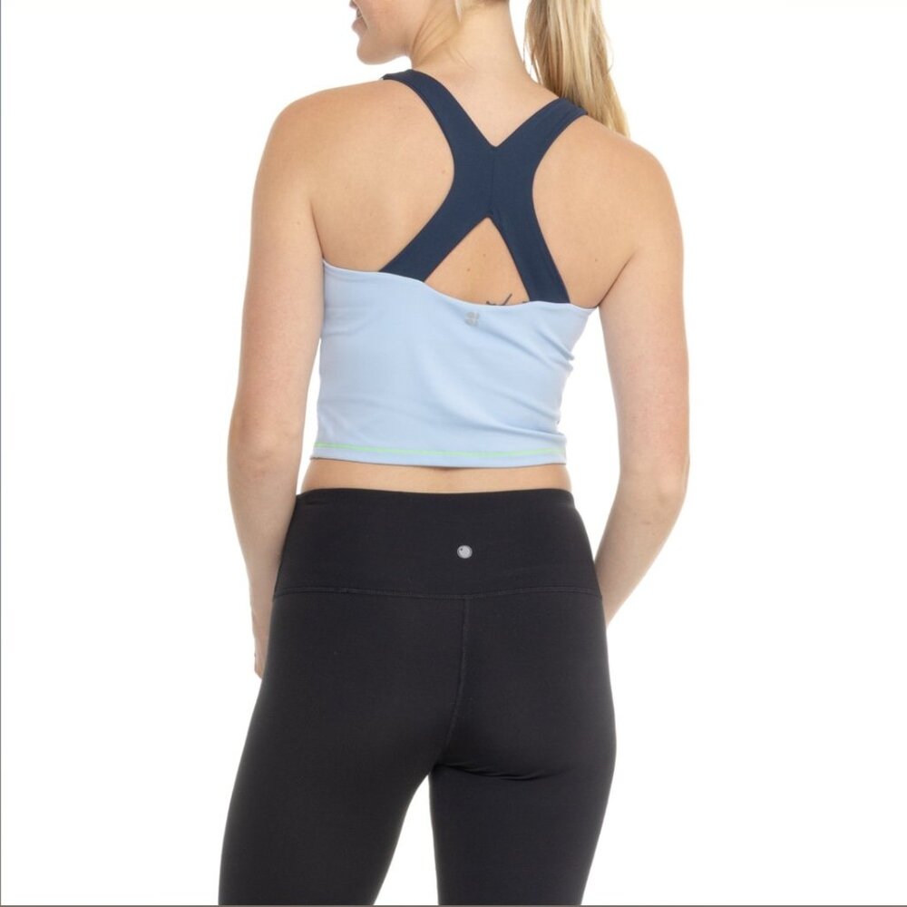 Sweaty Betty Power Racerback Bra Tank Top Crop Colorblock Gym Yoga Navy Blue